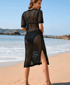 Slit Openwork Round Neck Cover-Up - Body By J'ne