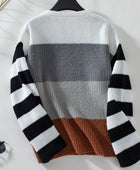 Color Block Round Neck Long Sleeve Sweater