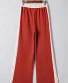 Drawstring Contrast Wide Leg Pants