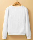 Textured Round Neck Long Sleeve Top