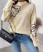 Perfee Mock Neck Dropped Shoulder Long Sleeve Sweater