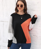 Color Block Round Neck Sweater