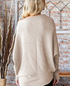 First Love Full Size Asymmetrical Hem Dolman Sleeve Sweater