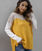 Color Block Round Neck Sweater