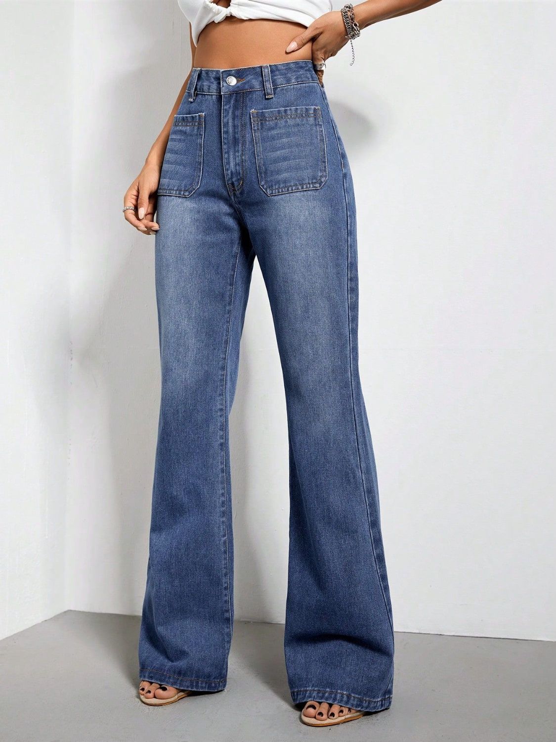 High Waist Bootcut Jeans with Pockets - Body By J'ne