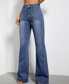 High Waist Bootcut Jeans with Pockets