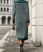 Striped Round Neck Long Sleeve Dress