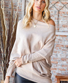 First Love Full Size Asymmetrical Hem Dolman Sleeve Sweater