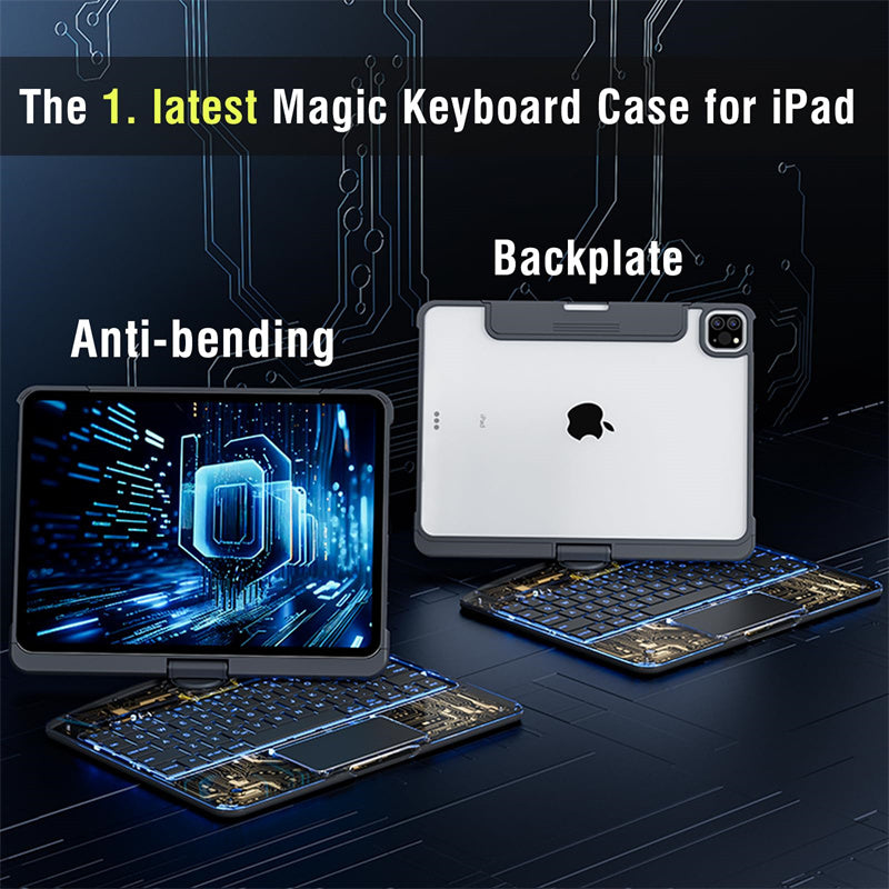 Teclado inteligente giratorio 360 y trackpad para iPad.