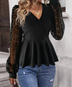 Peplum Surplice Long Sleeve Blouse