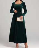 Velvet Square Neck Long Sleeve Dress