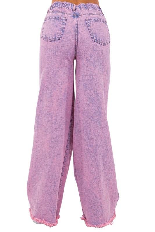 Vintage Ripped Wide Leg jean in Mineral Pink - Body By J'ne