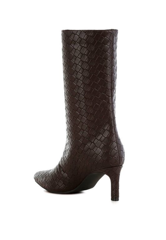 Mentha Woven Faux Leather Boots - Body By J'ne