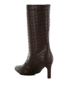 Mentha Woven Faux Leather Boots