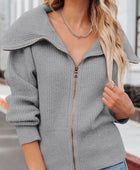 Zip Up Long Sleeve Cardigan