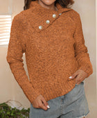 Asymmetric Collared Neck Long Sleeve Sweater