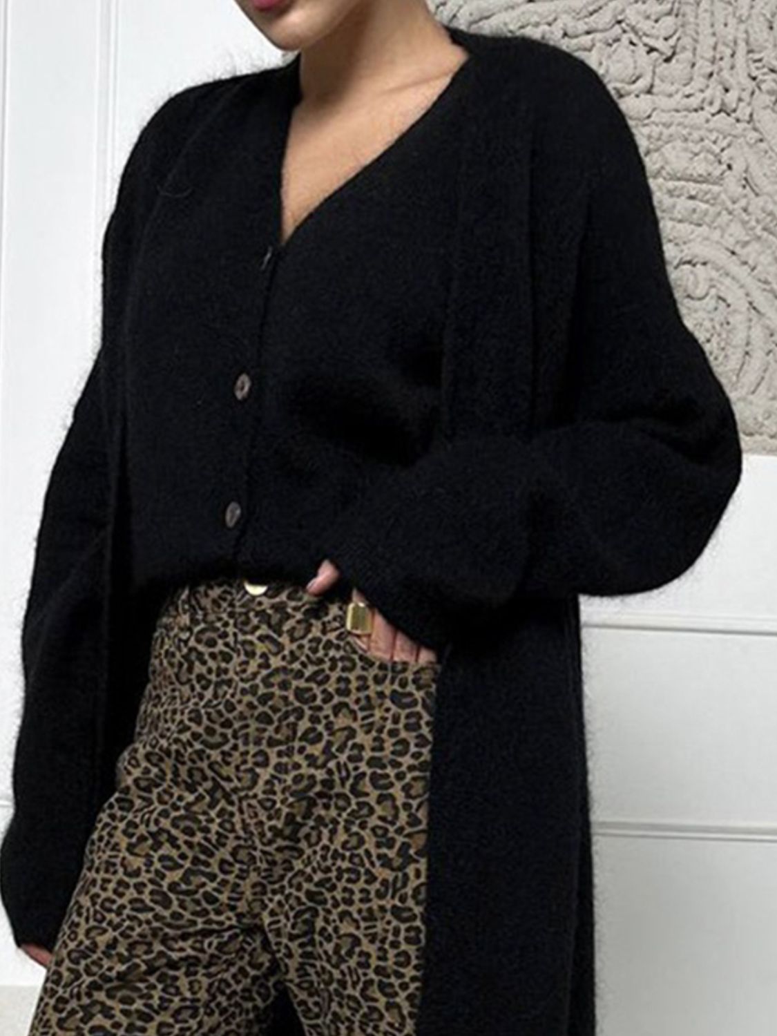 Fuzzy Open Front Solid Color Cardigan - Body By J'ne