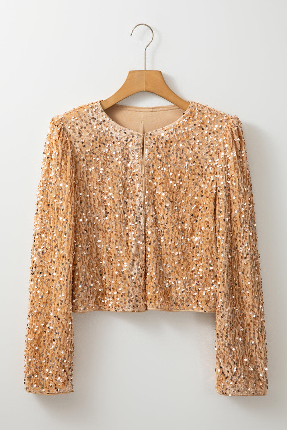 Sequin Open Front Long Sleeve Jacket - Body By J'ne