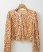 Sequin Open Front Long Sleeve Jacket