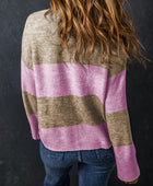 Color Block Round Neck Long Sleeve Sweater