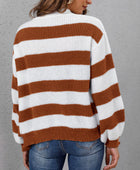 Striped Button Up Long Sleeve Sweater