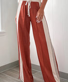 Drawstring Contrast Wide Leg Pants