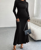 Devine Ruched Long Sleeve Maxi Dress