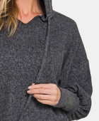 Brushed Hacci Drop Shoulder Cropped Hoodie