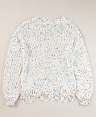 Confetti Round Neck Dropped Shoulder Sweater