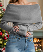 Off-Shoulder Long Sleeve Sweater