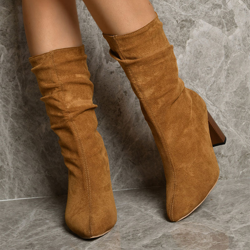 Vicky Mid-calf Suede Boots - Body By J'ne