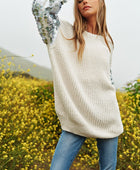 Sequin Sleeve Sweater Knit Tunic Top