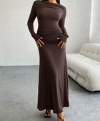 Devine Ruched Long Sleeve Maxi Dress