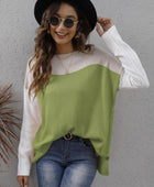 Color Block Round Neck Sweater