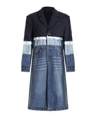 Stylish Multi-Denim Trench Coat