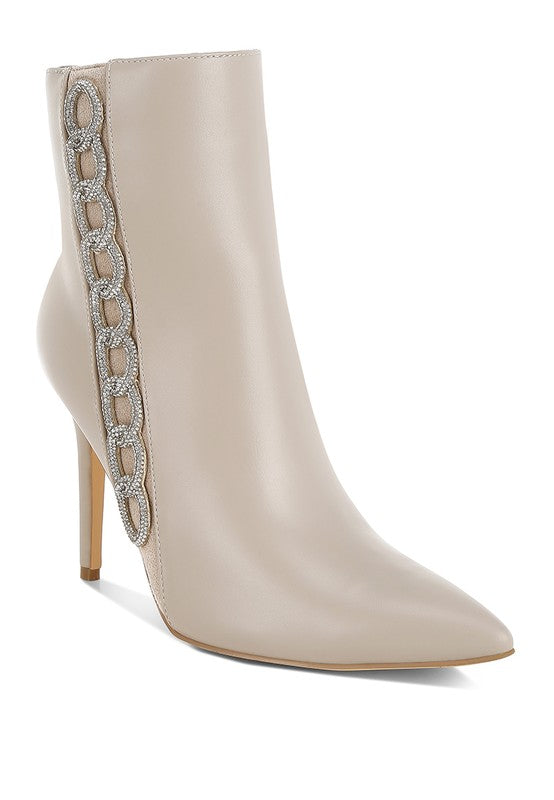 Kalina Rhinestones Chain Detail Boots - Body By J'ne