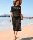 Slit Openwork Round Neck Cover-Up - Body By J'ne