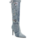 Cornik Multi Color Stones Denim Boots - Body By J'ne