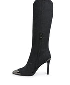 Ridda Metallic Cap Toe Denim Boots