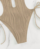 Textured Cutout Tied One-Piece Swimwear - Body By J'ne