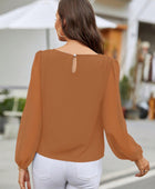 Round Neck Balloon Sleeve Blouse - Body By J'ne