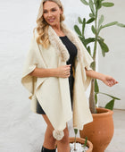 Fuzzy Trim Open Front Poncho