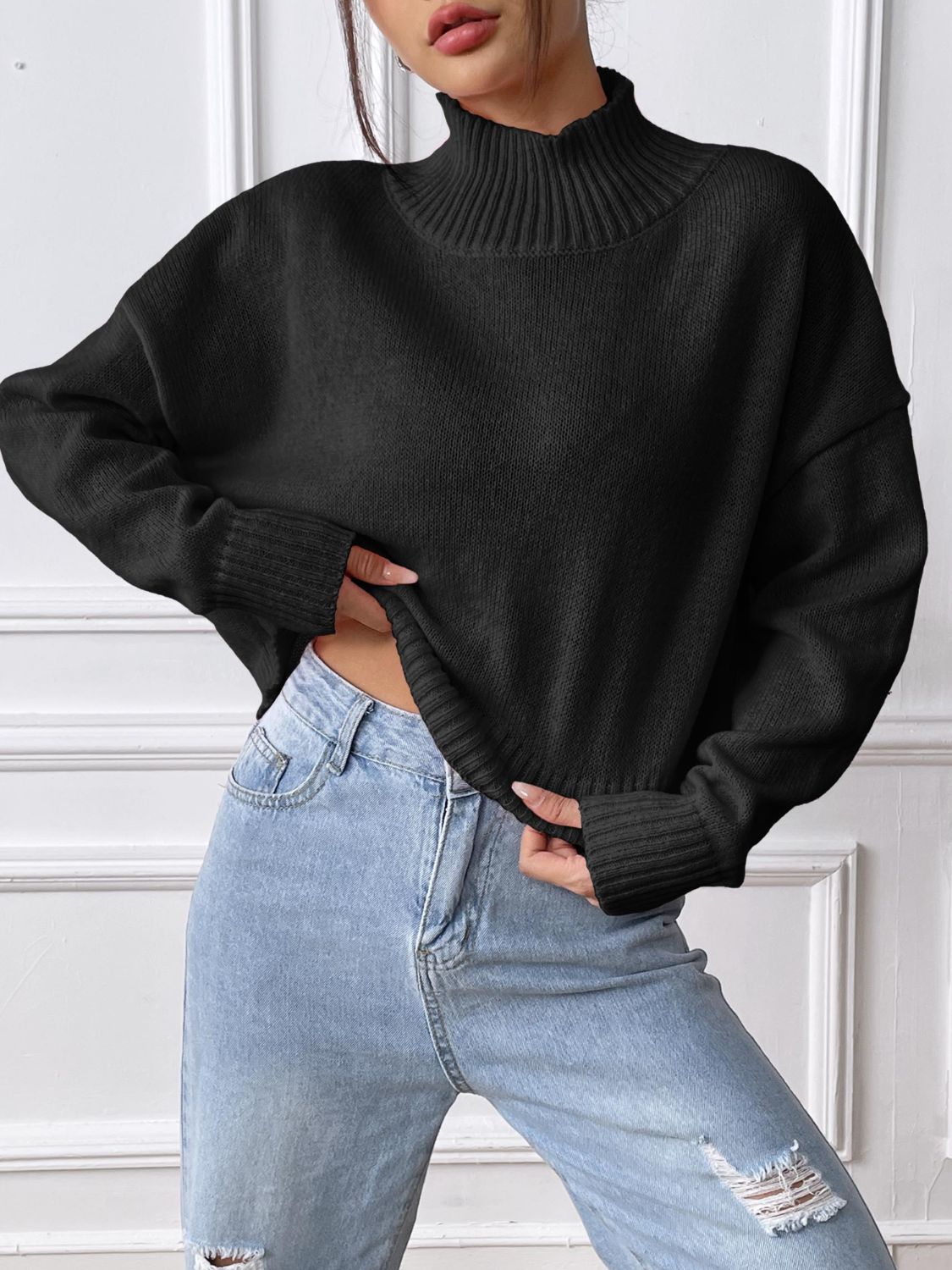 Turtleneck Long Sleeve Sweater - Body By J'ne