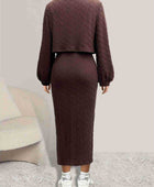 Open Front Long Sleeve Cardigan and Side Slit Cami Dress Set