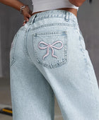 Bow Back Wide Leg Jeans with Pockets