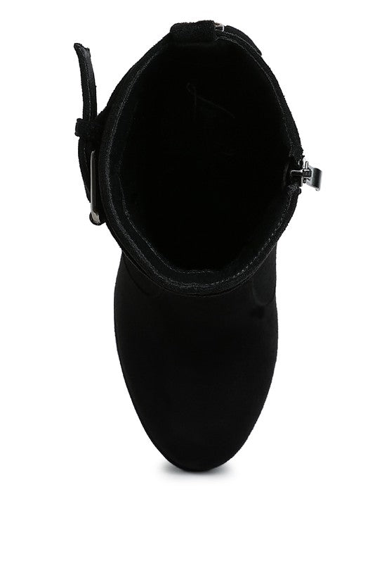 Wanderer Flared Block Heel Mid-Calf Boots - Body By J'ne