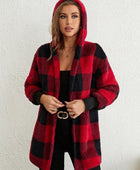 Plaid Long Sleeve Hooded Coat