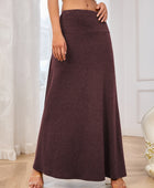 Solid Elastic Waist Maxi Skirt