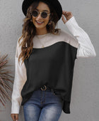 Color Block Round Neck Sweater