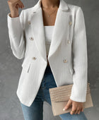 Lapel Collar Long Sleeve Blazer with Pockets